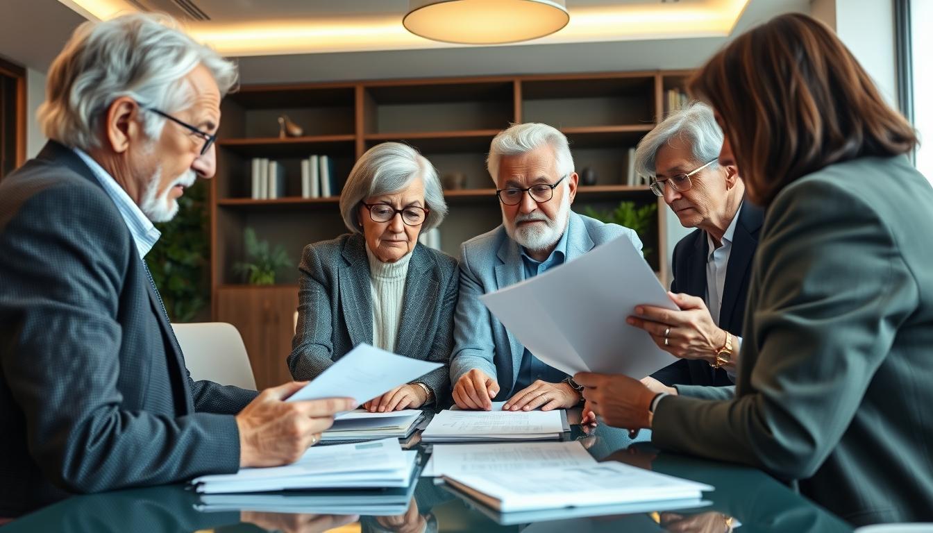 Family reviewing legal documents